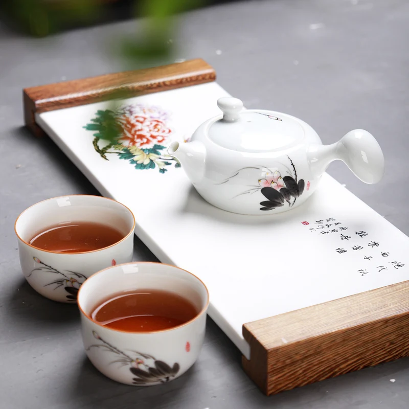 Drinkware Traditional Chinese Ceramic Kung Fu Teapot handmade set for Travel Porcelain teacups Hand-painted Pottery Teapot set Drinkware Traditional Chinese Ceramic Kung Fu Teapot handmade set for Travel Porcelain teacups Hand-painted Pottery Teapot set