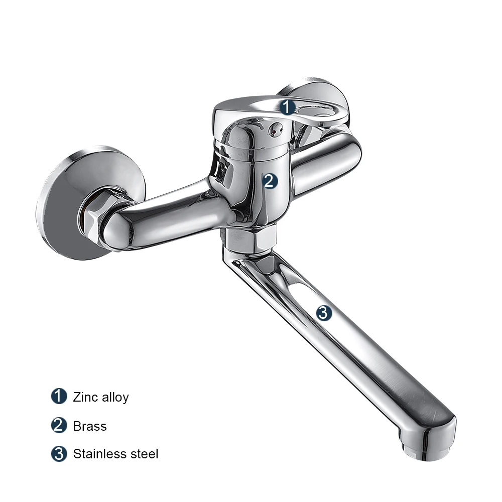 Wall Mounted Kitchen Faucet Lengthened copper Rotate Single Handle basin faucet Hot Cold Water Mixer pool Tap Sink Faucet