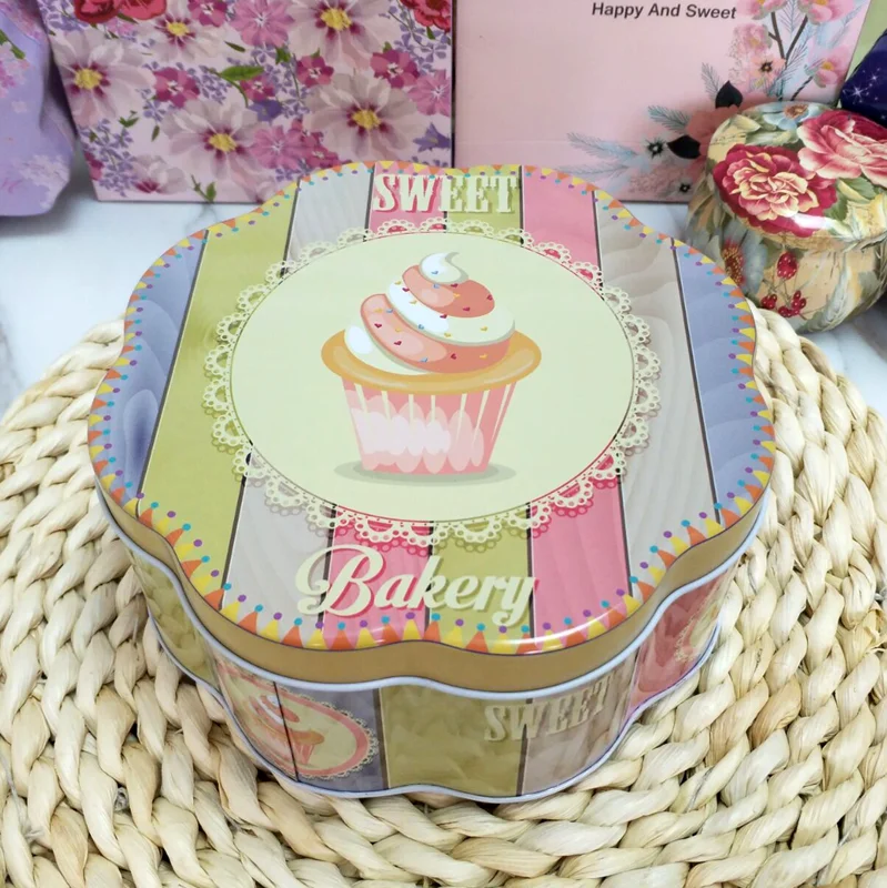 Модная жестяная коробка для печенья в форме цветка, Упаковка конфет, шоколадная нуга, банки для тортов для детей, подарки для десерта, чая, жестяная коробка для хранения