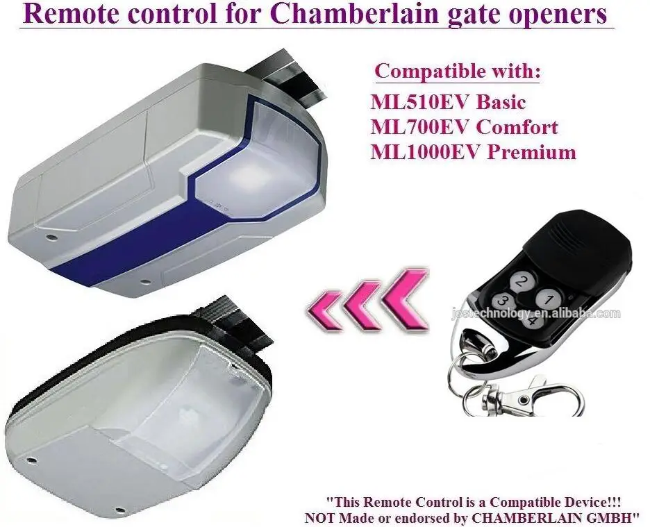

The remote control replace for Chamberlain ML510EV Basic, ML700EV Comfort openers
