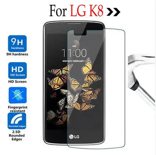 

For LG K8 Premium Tempered Glass For LG K8 K 8 Lte K350 K350N K3500E K350DS Screen Protector Cover Protective Film Case Shield
