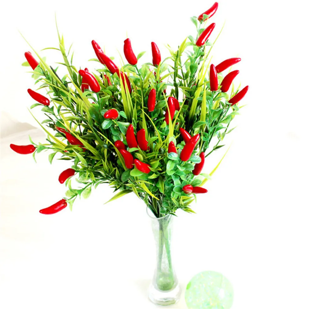 

1 Pc Simulation Peppers Artificial Plants Plastic Pepper Bunch Fake Vegetables Artificial Flowers Placed For Home Decoration