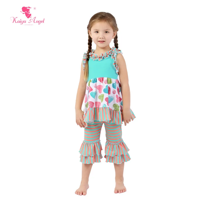 US $74.10 Kaiya Angel Valentines Day Ruffled Girls Boutique Clothing Kids Clothes Toddler Children Boy Clothing Set Factory Wholesale