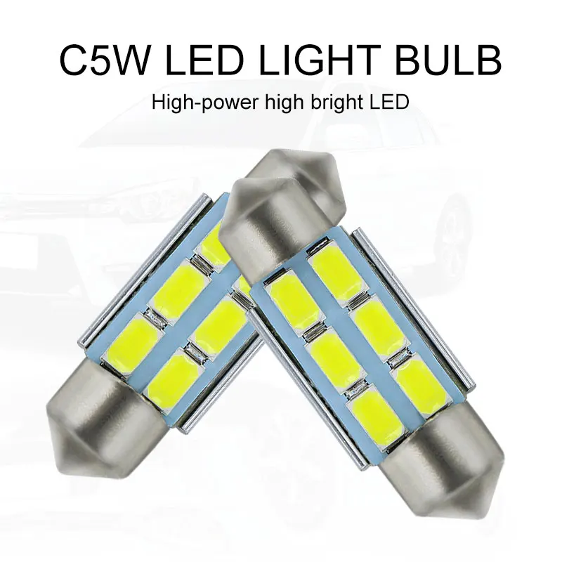 Apmatauto 2x Автомобильные светодиодные лампы без ошибок 36 мм C5W 5730 6 SMD 12 В номерные