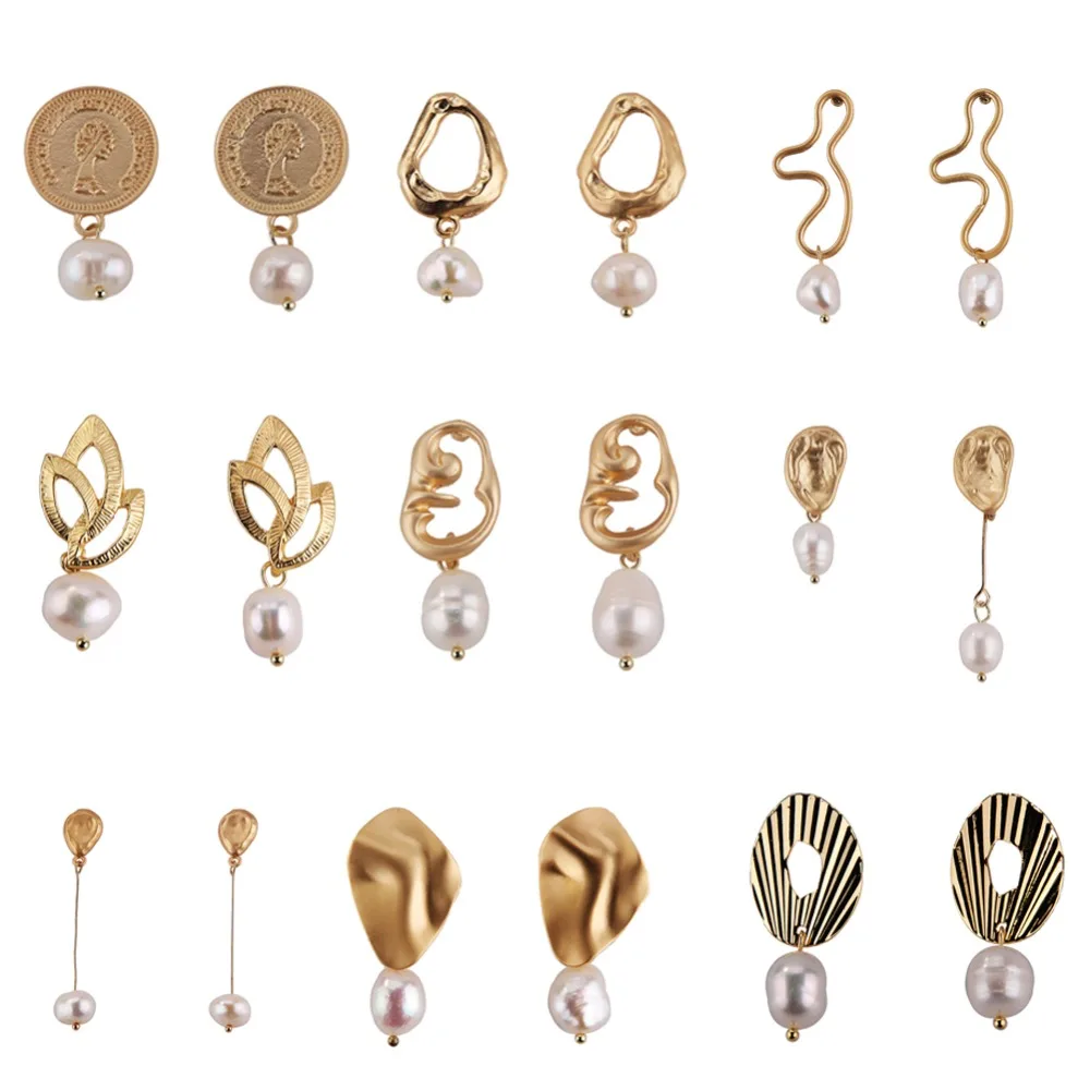 Best lady Fashion Pearl Drop Earrings For Women Boho Hanging Dangle Earrings Geometric Pendant Jewelry Wedding Party Girl Gifts