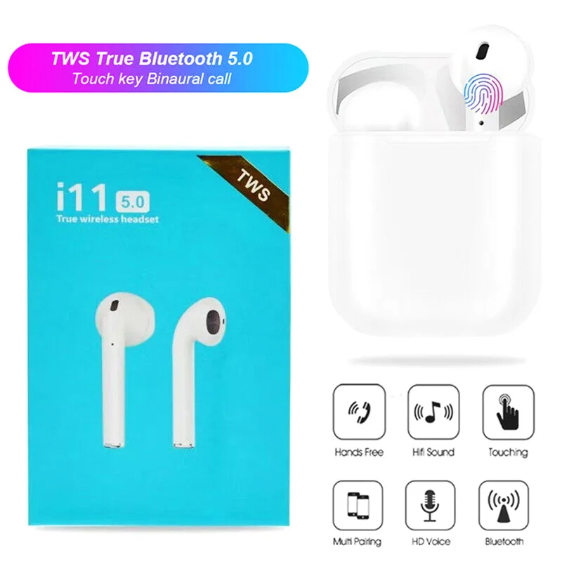 

Wireless earphone bluetooth headset i11 Tws 5.0 touch binaural sports earbug for iOS smart Android phone