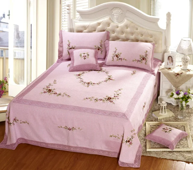 Quality Rustic Handmade Ribbon Embroidered Piece Bedding Set 5 Quality Rustic Handmade Ribbon Embroidered Piece Bedding Set 5
