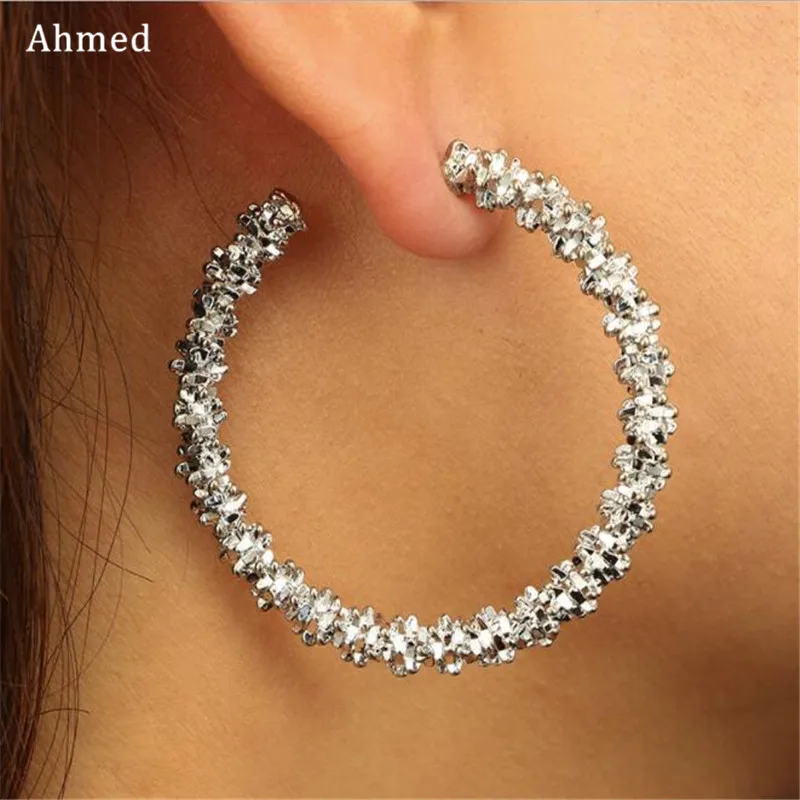 

Ahmed Vintage Gold Silver Color Hoop Earrings for Women Fashion Punk Big Round Drop Earring Jewelry Gifts Party Trendy