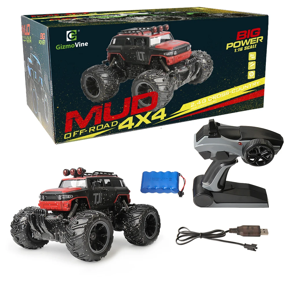 GizmoVine RC автомобилей 2,4 ГГц 1/16 RC байк 2 колеса Рок Гусеничный ралли Bigfoot автомобилей Off- внедорожник дистанционного управления автомобилем