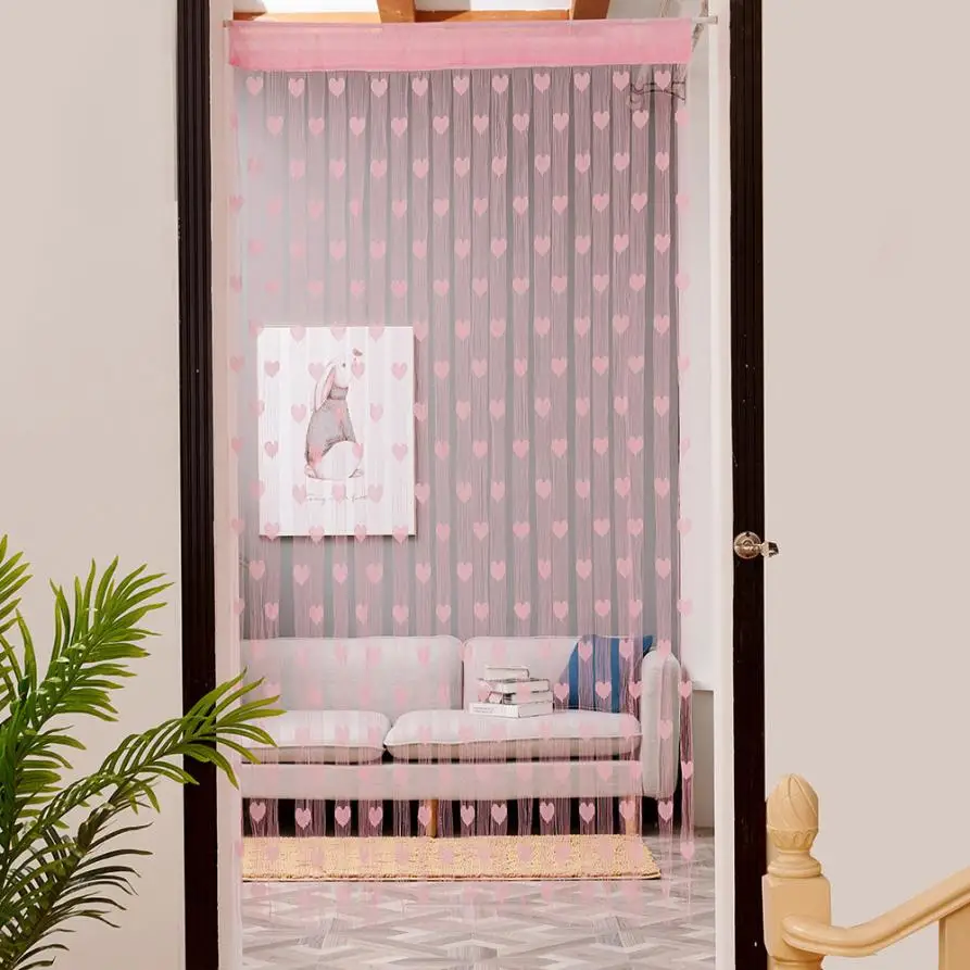 Современная полосатая занавеска для окна с сердечком, занавеска для окна или двери, прозрачная занавеска, занавеска 50x200 см, занавеска s для гостиной, распродажа - Цвет: pink
