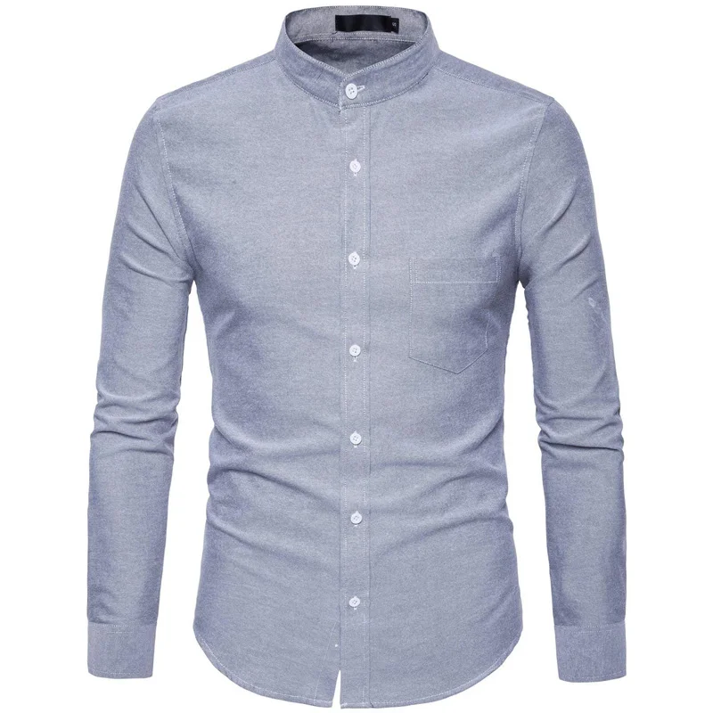 Vska Men Oxford Slim Casual Pure Color Dress Shirt with Pockets Vska Men Oxford Slim Casual Pure Color Dress Shirt with Pockets