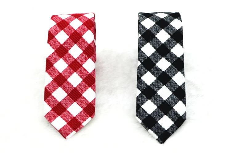 

Men han edition Denim skinny fashion leisure British joker 5 cm small grid tie