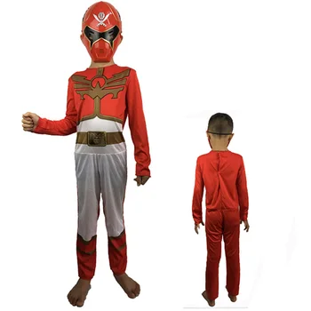 

Children Red White Power Costume Ranger Costume Mask Brade Warrior Online Costume Kids Clothes