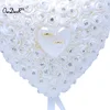 Wedding Favors Hang Ring Pillow With Transprent Box Heart Design with Rhinestone And Pearl decor Wedding Ring Cushion Decoration ► Photo 3/6