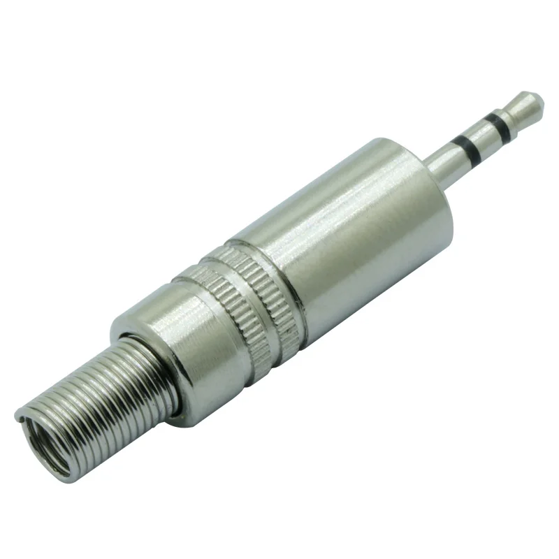 100pcs Metal 2 5MM Stereo Connector with Spring 2 5mm 3 Poles Stereo Male Plug Soldering Audio Stereo Headphone Cable Adapter