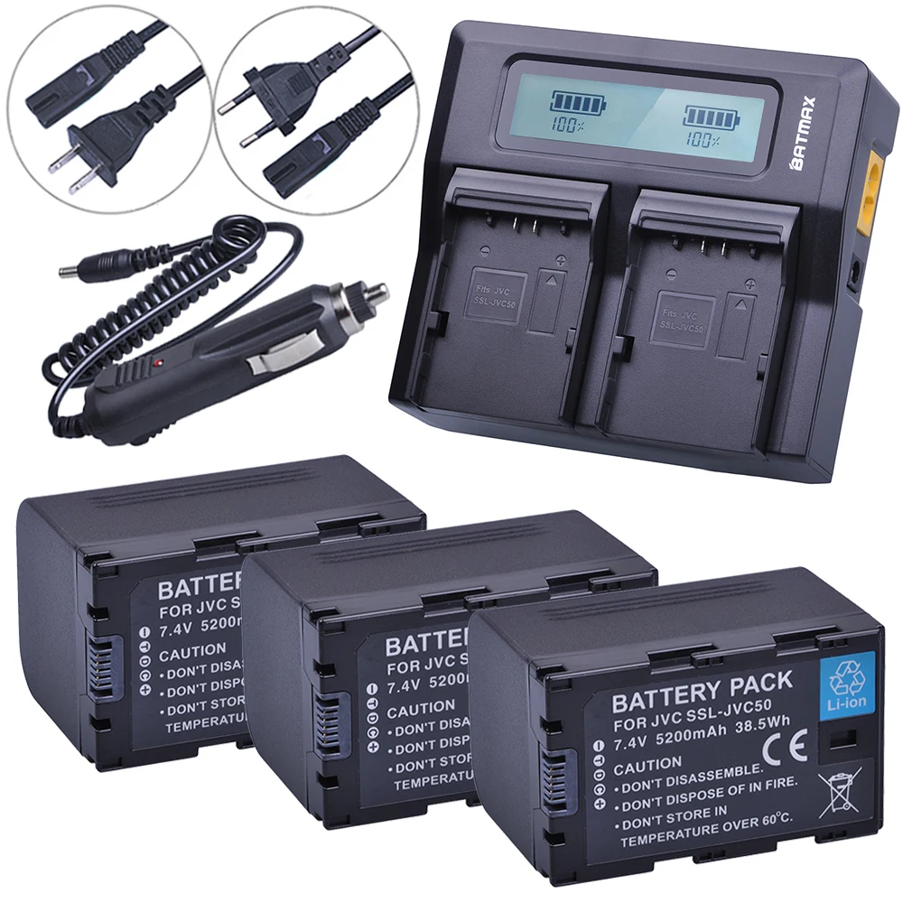 Los datos 2X BN-VF808 Recargable Batería Cargador para JVC MiniDV /& Everio Videocámara