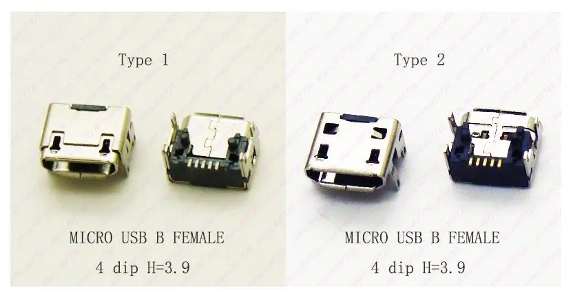 

10PCS Micro USB 2.0 Connector B type Female Jack 4Feet DIP 5Pin Charging Tail plug Socket H=3.9mm TYPE 1