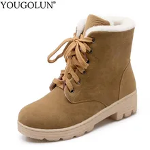 Lace Up Snow Boots Women Winter Short Boots Ladies Mid Square Heels A278 Fashion Warm Shoes Woman Red Black Apricot Ankle Boots new genuine leather lace up high heels ankle boots woman wedding party dress shoes square toe ladies fashion boots black red