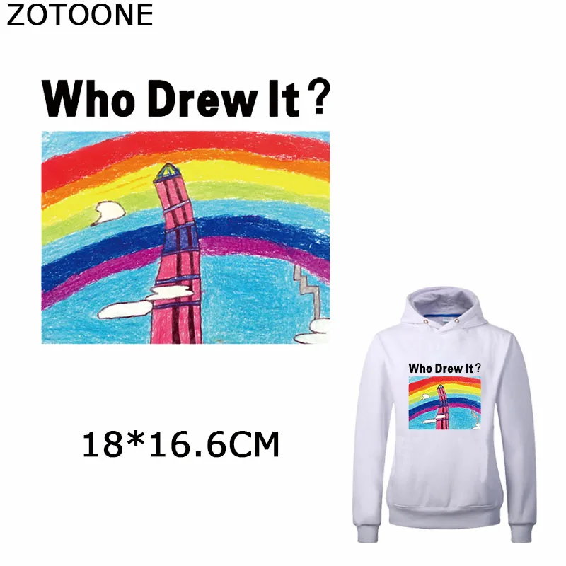 

ZOTOONE Cute Painting Iron on Patch for Clothing Rainbow Heat Transfer Easy Print Stickers Patches for Kids' Clothes Decorations