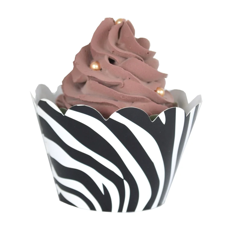 

wedding birthday party decoration laser cut lovely zebra cupcake wrappers