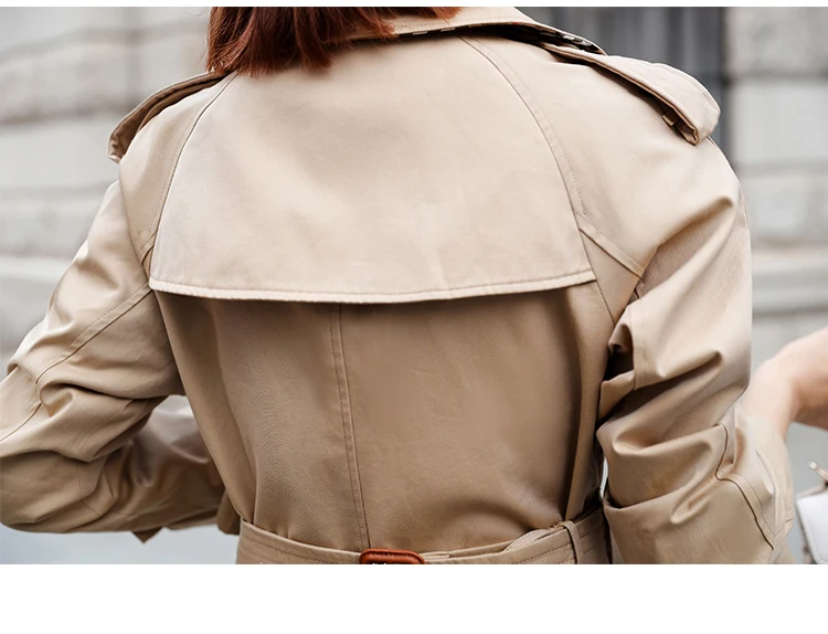 Весенний Повседневный Женский Тренч, модное приталенное двубортное пальто в полоску с завязками средней длины, ветронепроницаемое Женское пальто