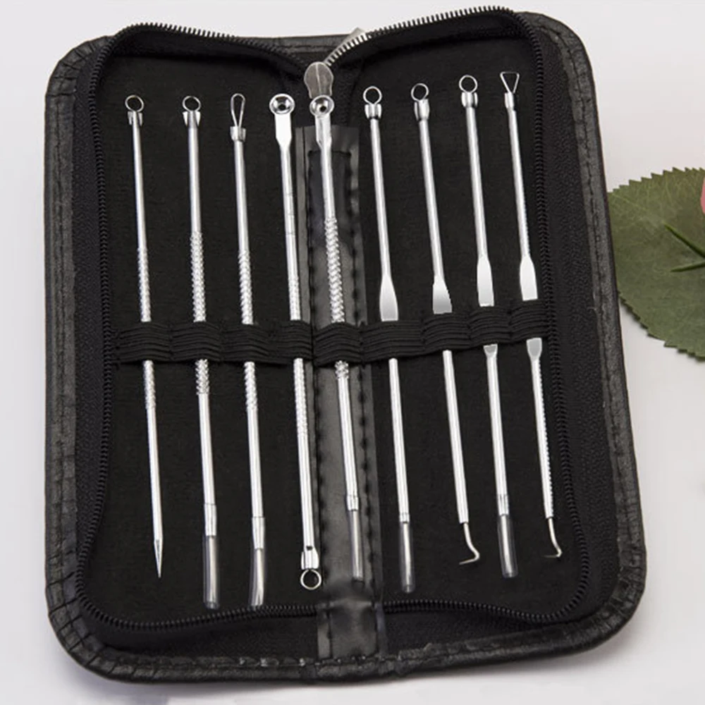 Murah 9 7 4 1 Pcs Stainless Steel Jerawat Komedo Penghapusan Jarum Jerawat Jerawat Extractor Remover Jarum Kecantikan set Alat Perawatan Wajah