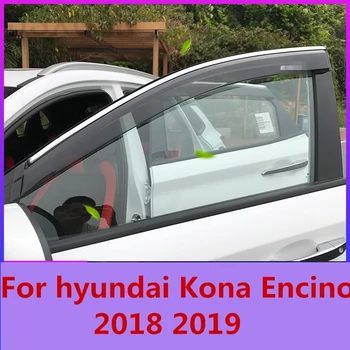

Chrome Car Window Sun Vent Visor Rain Guards Sun/ rain Shield Car accessories For Hyundai Kona 2015-2020