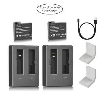 

Dual-Slot M20 Battery Charger Travel Battery Charger with 2 pcs M20 batteries For SJCAM M20 with USB Cable