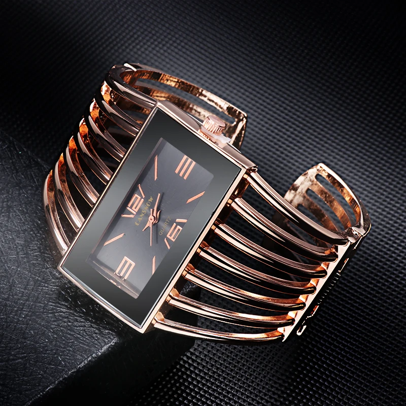 Нарукавная повязка NEUE из розового золота Uhr Einzigartige Damen Uhren Voller Stahl Armbanduhren frauen Uhren Uhr bayan kol saati