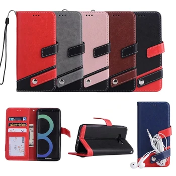 

Leather Wallet Case For Samsung S20 Ultra Plus A20 A30 A20E Note 10 S10 S10e Hit Color Hybrid TPU Cover Holder Pouch Strap 50PCS