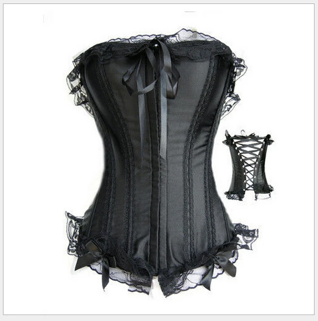 Western Corsets Womens Overbust Corset Tops Bow Lace up Espartilho Plus