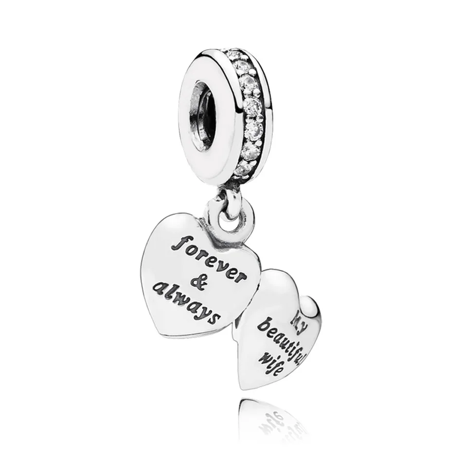 

925 Sterling Silver DIY Jewelry My Beautiful Wife Dangle Charm fit Pandora Bracelet Bangle Forever