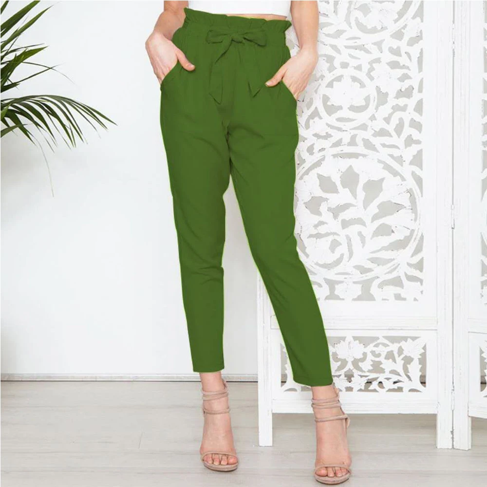 women's slim straight leg stretch casual pants with pockets