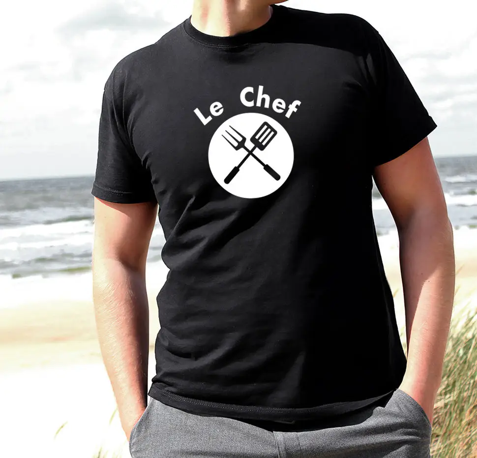 Забавная летняя футболка LE CHEF MEN'S блоггера TUMBLR для отцов приготовления пищи DAY