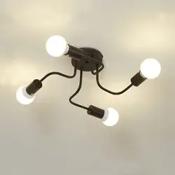 Nordic Винтаж 4 потолочные светильники, черный/белый гладить E27 поверхности Потолочная люстра для Гостиная Спальня Обеденная