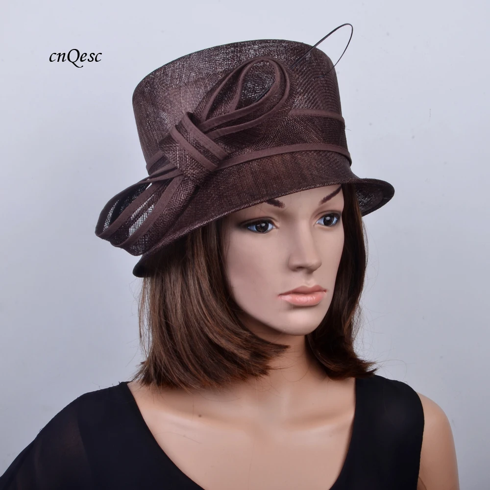 Chocolate brown sinamay fascinator hat kentucky derby hat wedding hat