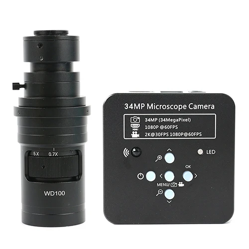 34MP 2K 1080P 3400W HDMI USB промышленный видео микроскоп камера+ 8X-200X FHD C крепление зум-объектив для телефона процессор печатная плата ремонт - Цвет: with 200x lens