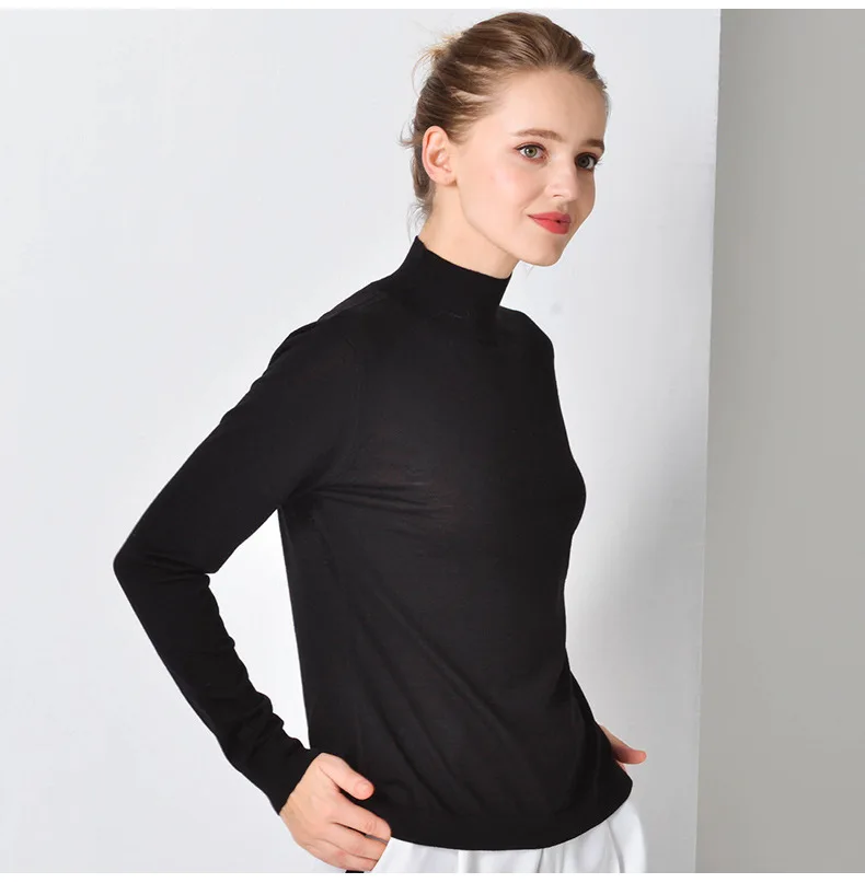white wool turtleneck sweater women Korean style pull fem me Autumn winter knitwear pull over plus size slim fit casual