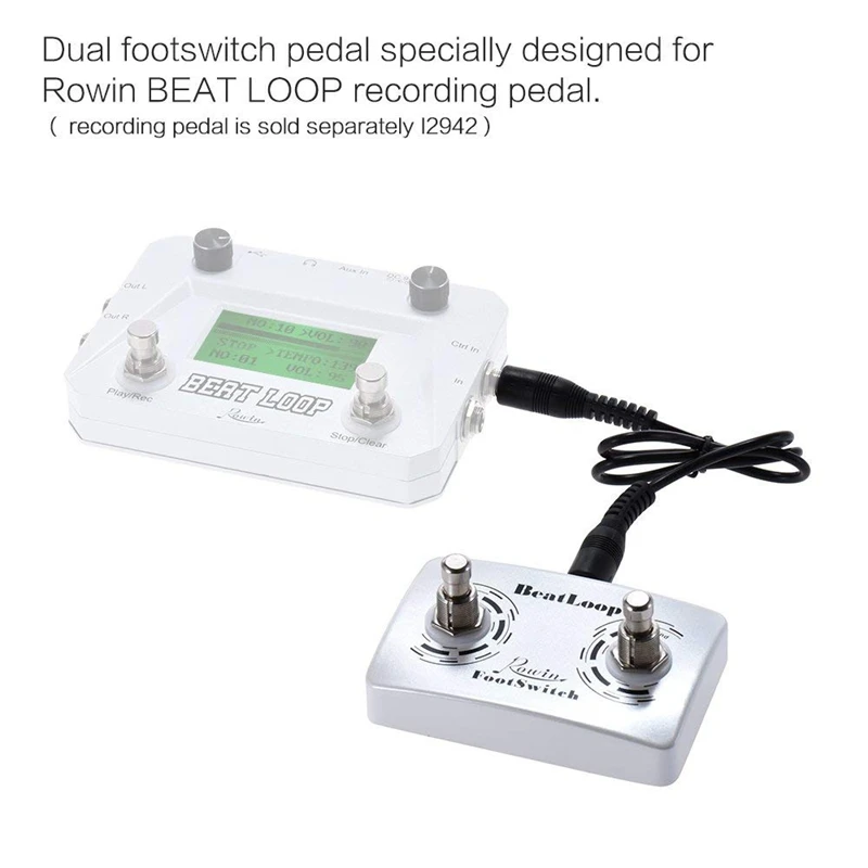 Rowin Dual Footswitch Foot Switch Pedal for Rowin BEAT LOOP Recording Effect Pedal with 6.35mm Cable