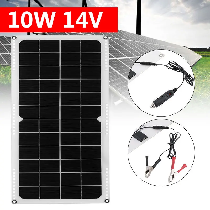 

2V 10W Solar Panel PolyCrystalline Cells DIY Solar Module Epoxy Resin With Block Diode 2 Alligator Clips 4m Cable
