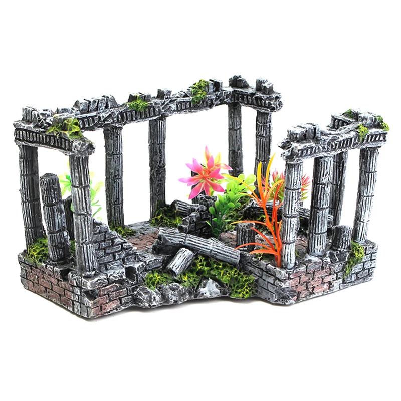 Artificial World Of Fish Tank Ancient Roman Column Ruins European Castle Ornament For Aquarium
