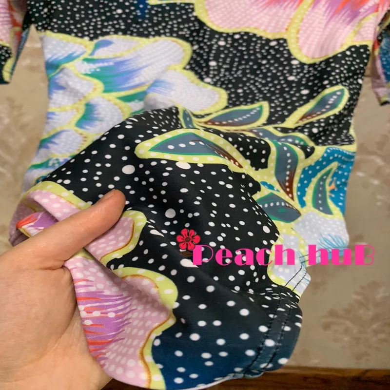 2019 Swimwear Whole Swimsuit Floral Bathing Suit One Piece Sport Swimsuit Short Sleeve Rash Guard Large Size Swimsuits (2)