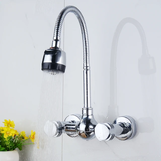 Ulgksd Chrome Br Kitchen Faucet Wall Mounted Flexible Hose Ulgksd Chrome Br Kitchen Faucet Wall Mounted Flexible Hose Sprayer Bar Sink Dual Holes