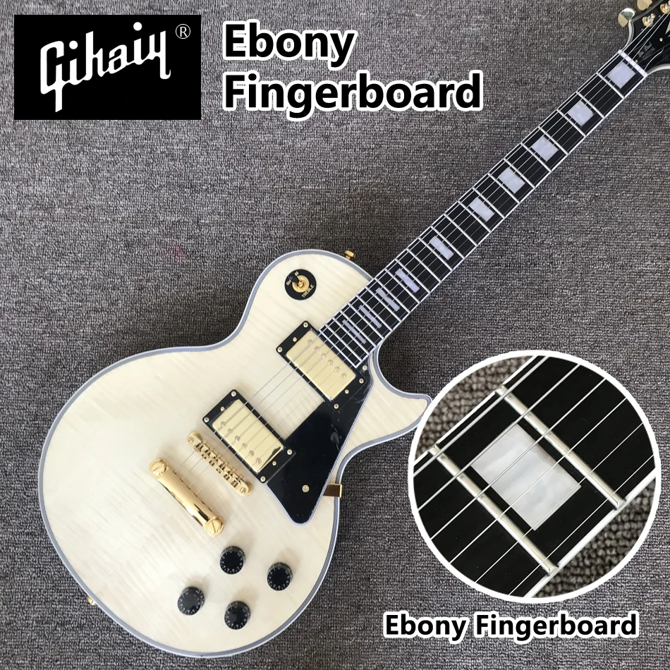 

NEW High quality hand-made electric guitar, maple top electric guitar with ebony fingerboard Gold hardware, free shipping