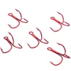 20pcs/lot Red 2/4/6/8/10# Fishing Hooks High Carbon Steel Treble Hook Round Bent Treble For Saltwater Bass Fishing Tackle Pesca ► Photo 3/6