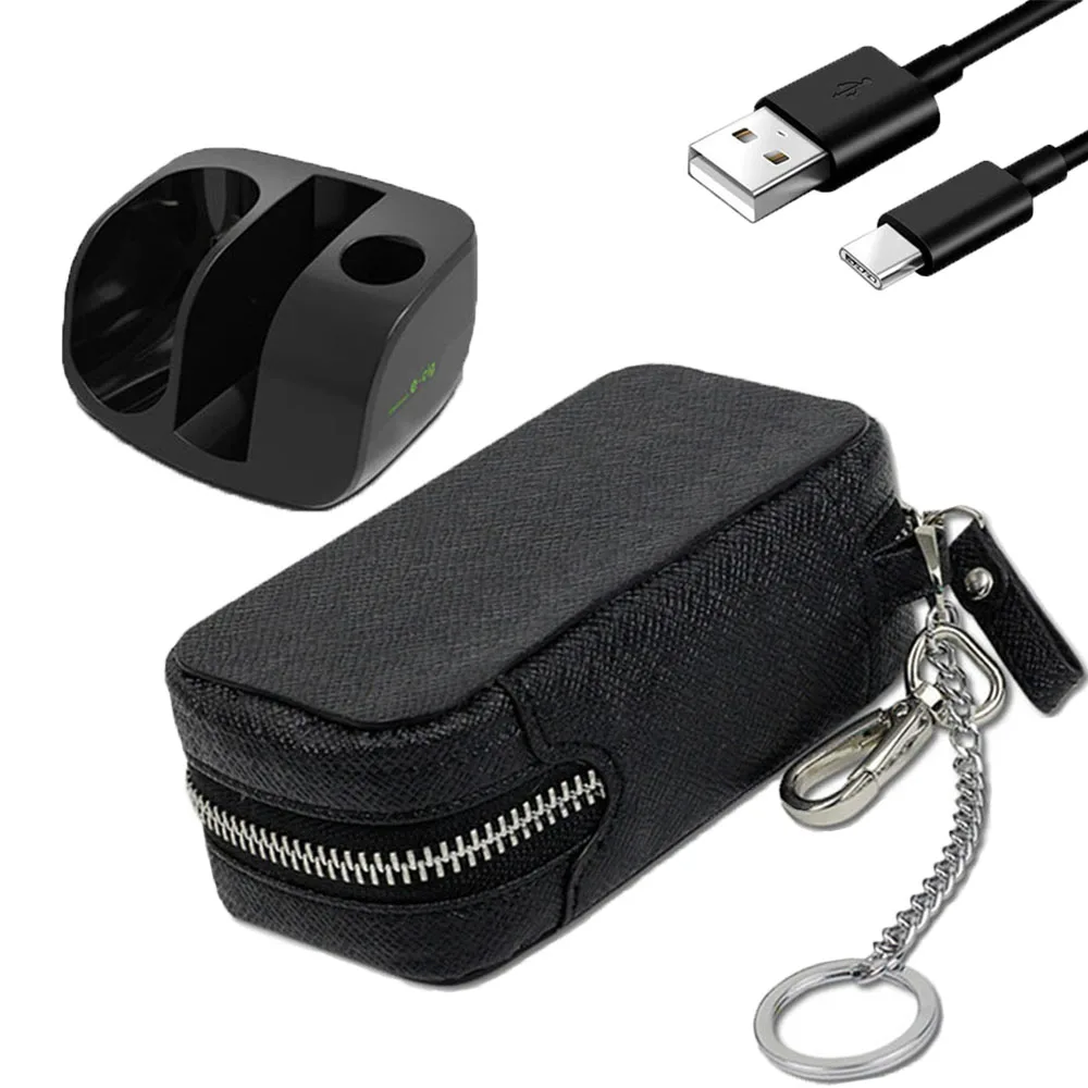 Черный JINXINGCHENG сумка для переноски кожаный чехол для iqos 3,0 Быстрая зарядка для iqos 3,0 из искусственной кожи чехол с держателем на молнии - Цвет: Черный