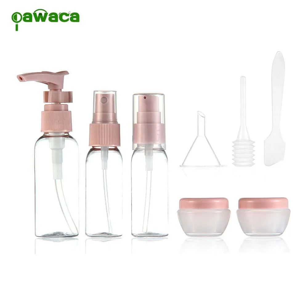 Pawaca 8 قطعة/المجموعة السفر مصغرة ماكياج التجميل حاوية زجاجة زجاجات شفافة فارغة ماكياج الوجه كريم مستحلب الشامبو