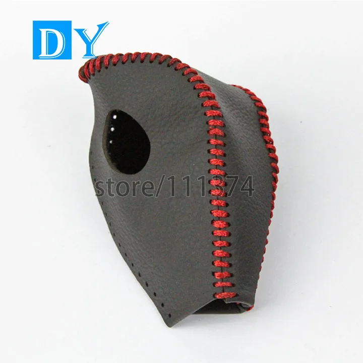 NULLA DIY Genuine leather Red line Car Gear Shift knob cover Protection