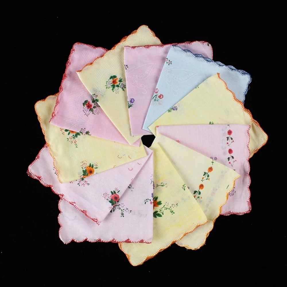 

SHSEJA 10Pcs/lot Women's handkerchief new cotton handkerchief pocket handkerchief classic vintage cotton handkerchief fabric