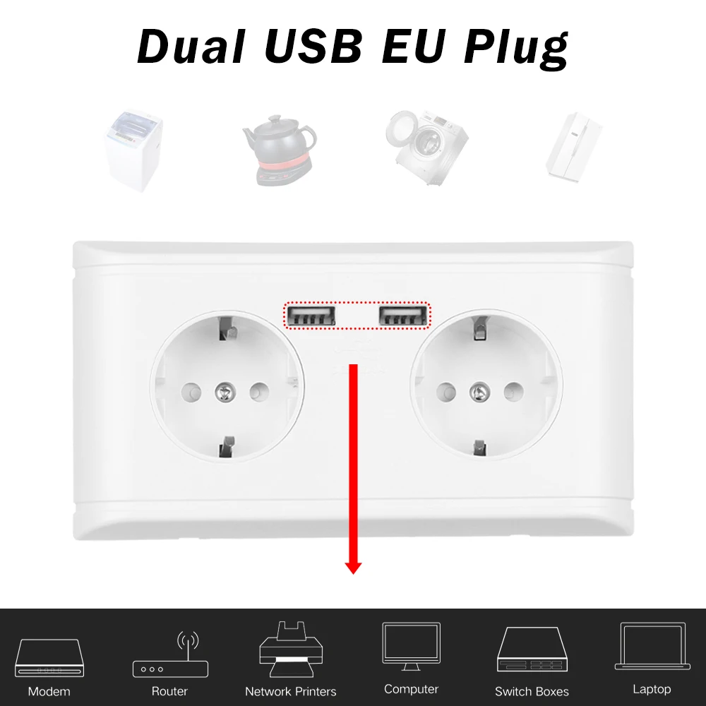Многофункциональная розетка европейского стандарта 1 шт. настенная с usb портом